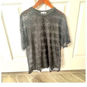 Sweewë Paris black short sleeved see through top